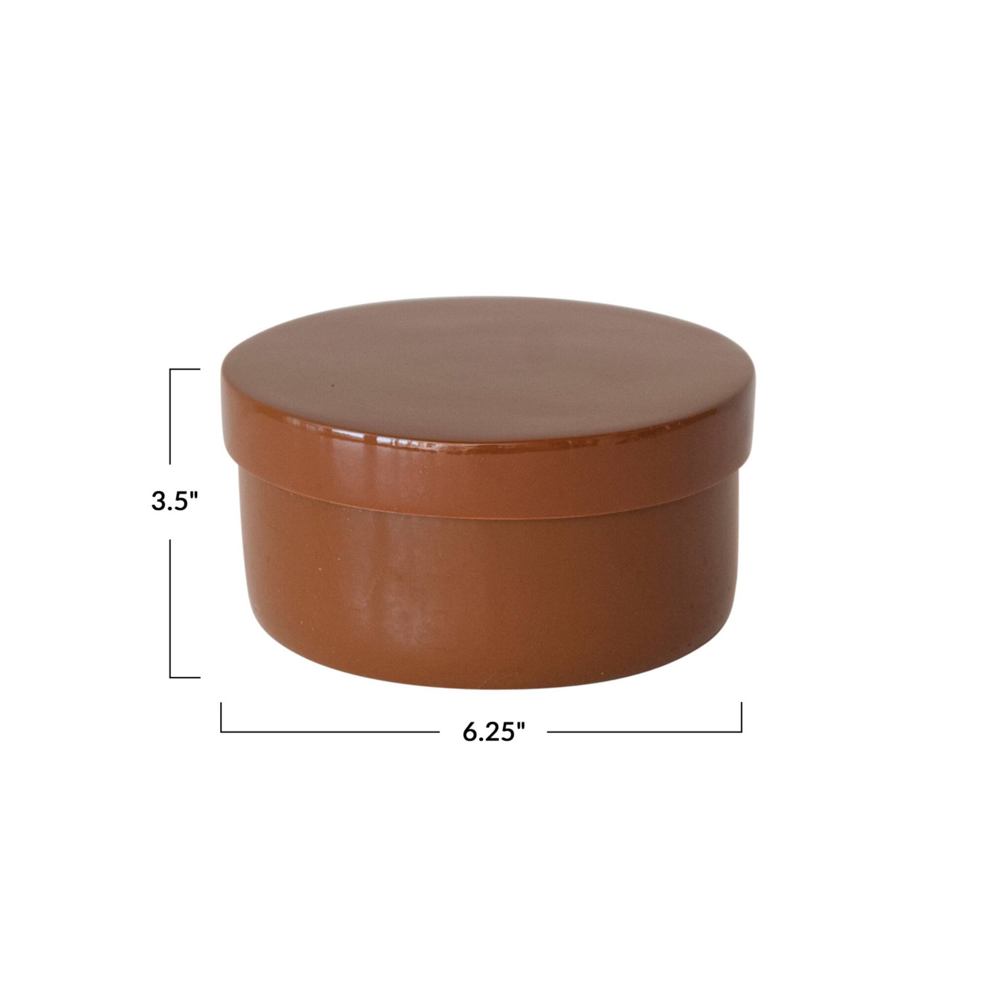 Hello Honey® 6.25" Caramel Brown Round Lacquered Bamboo Container with Lid